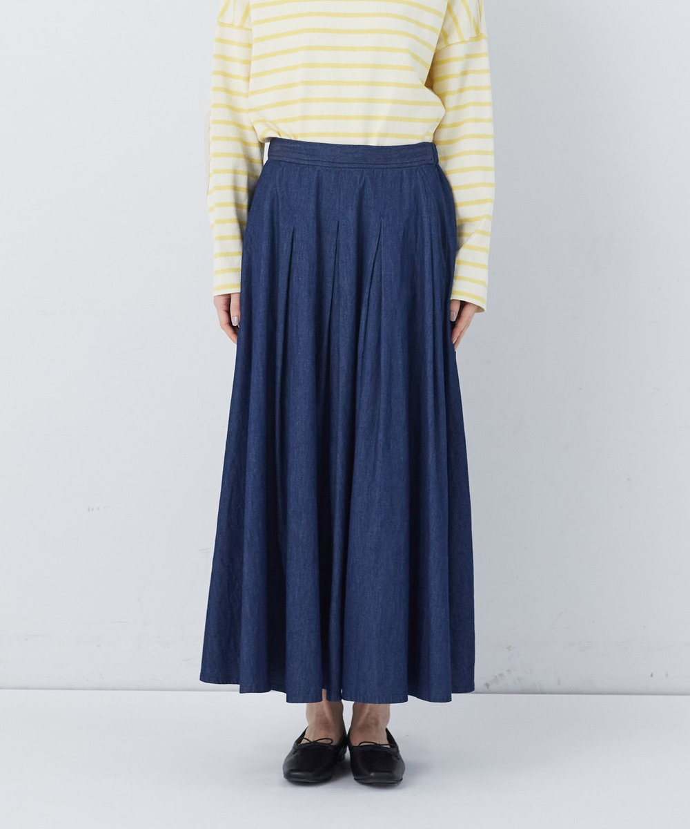 congés payés ADIEU TRISTESSE 【FAVE】タックAラインスカート インディゴブルー