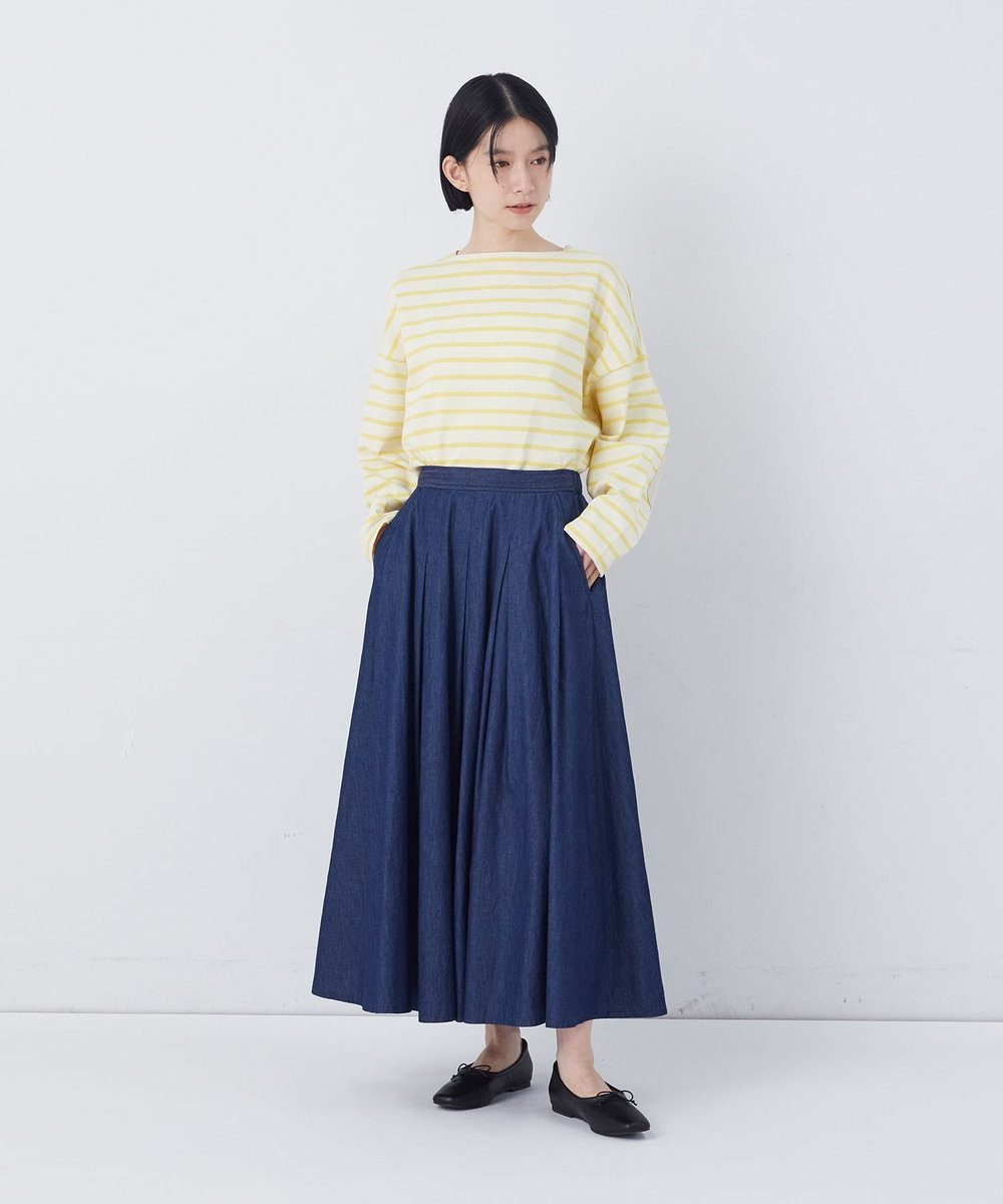 congés payés ADIEU TRISTESSE 【FAVE】タックAラインスカート インディゴブルー