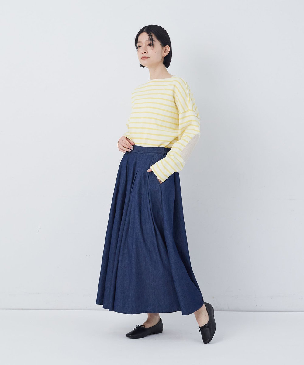 congés payés ADIEU TRISTESSE 【FAVE】タックAラインスカート インディゴブルー