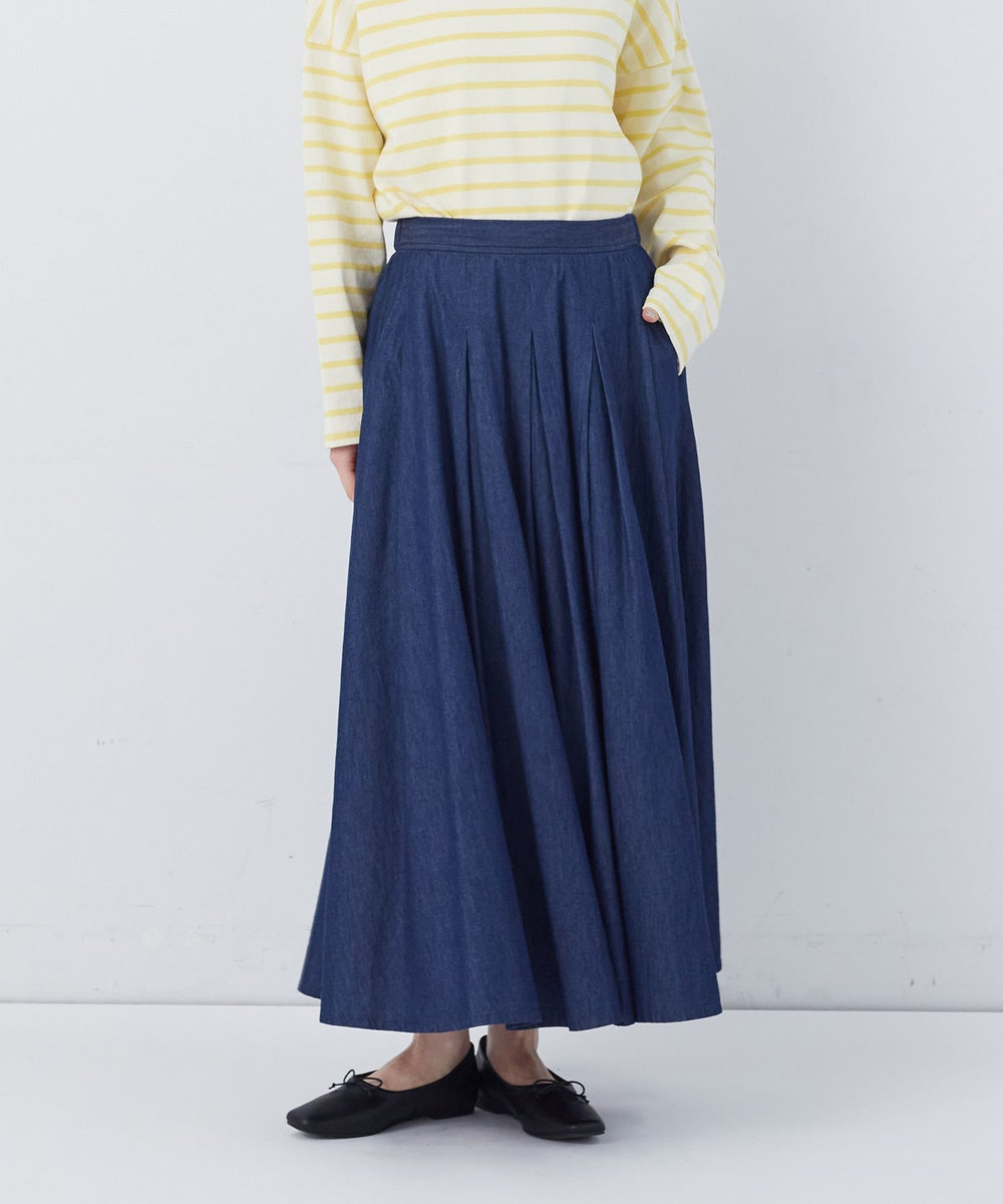 congés payés ADIEU TRISTESSE 【FAVE】タックAラインスカート インディゴブルー