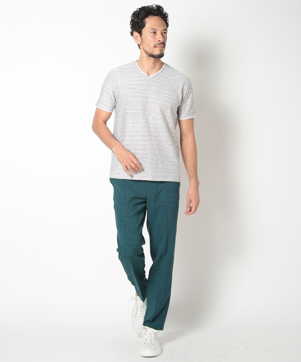 MEN'S BIGI 吸水速乾(ABS加工)スラブタックVネックカットソー ベージュ