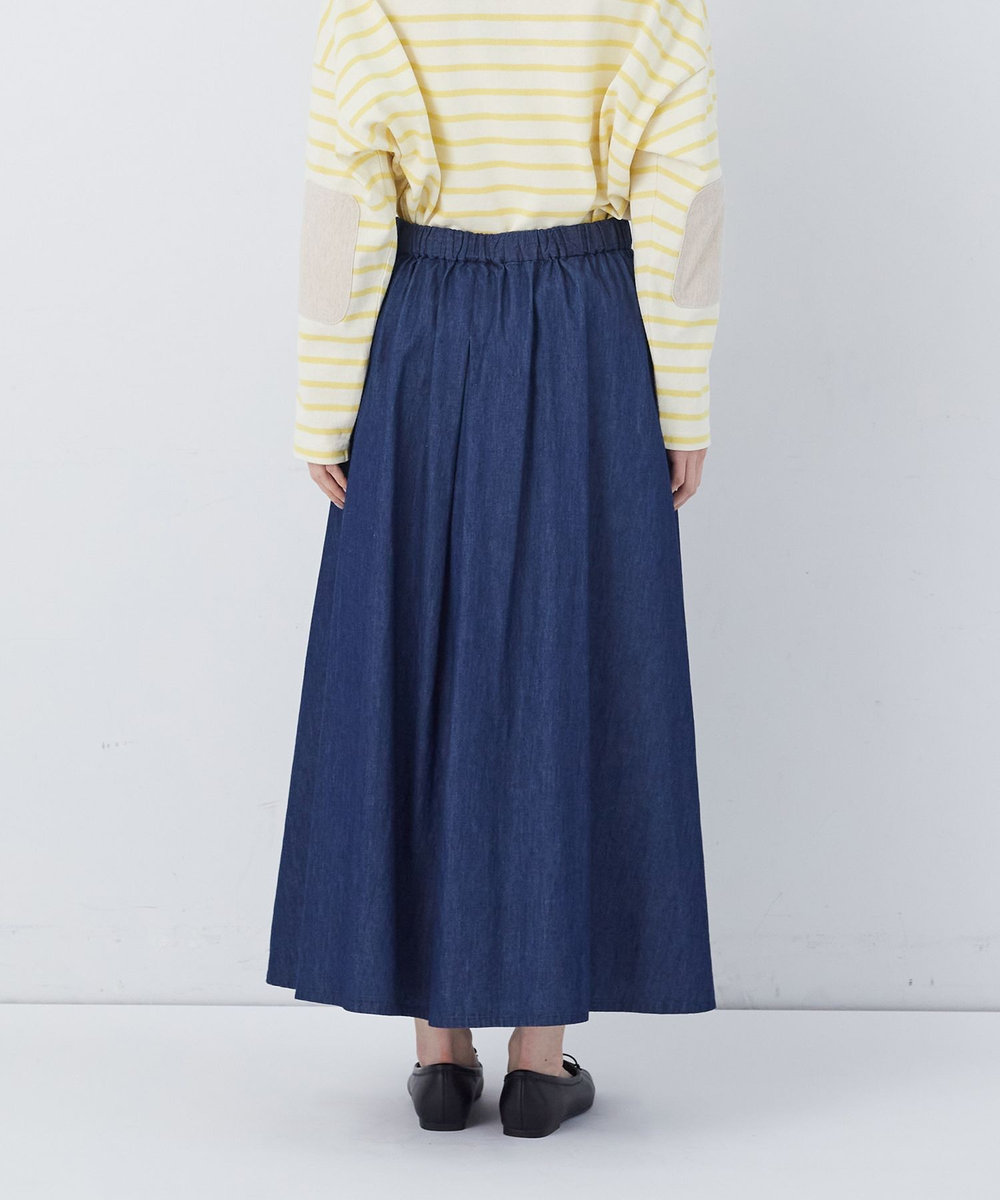 congés payés ADIEU TRISTESSE 【FAVE】タックAラインスカート インディゴブルー