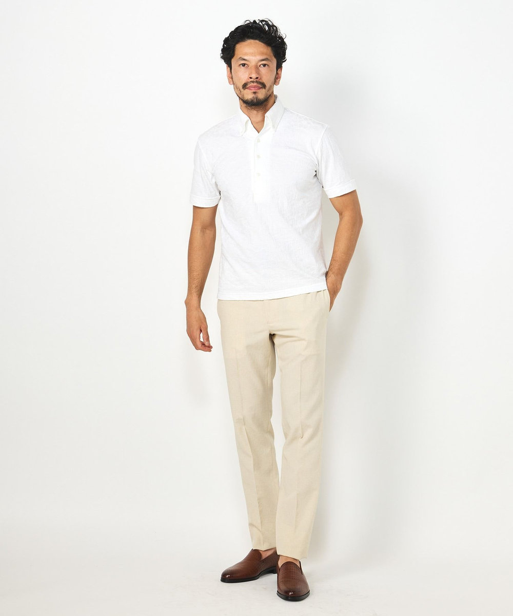 MEN'S BIGI 【COOL MAX】リンクスジャカードフラワー柄ポロシャツ ホワイト