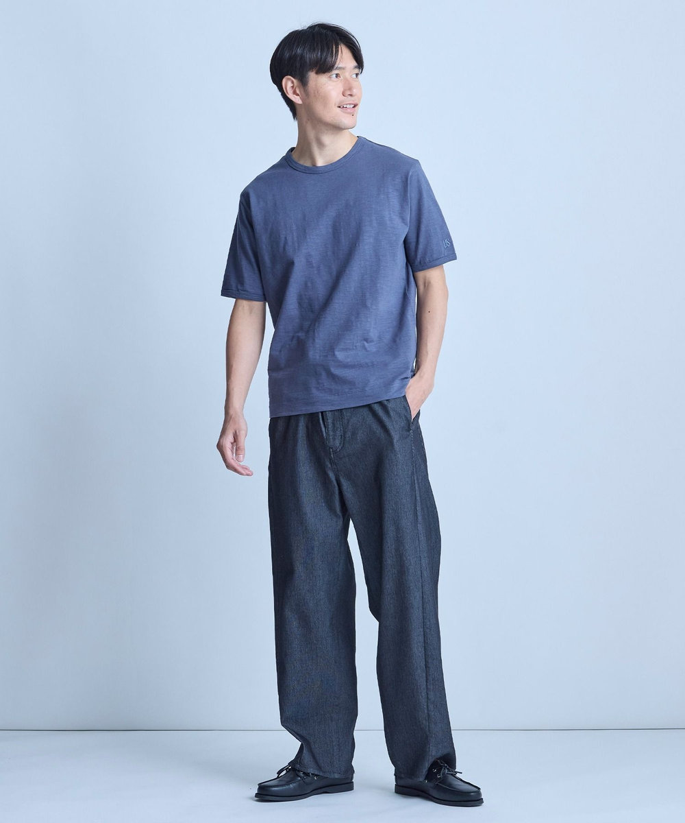 UNION STATION スラブ天竺袖刺繍Tシャツ ネイビー