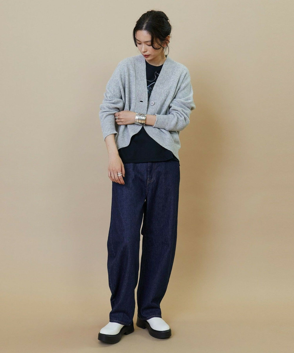 L'EQUIPE GREEN カシミヤ混カーディガン ライトグレー