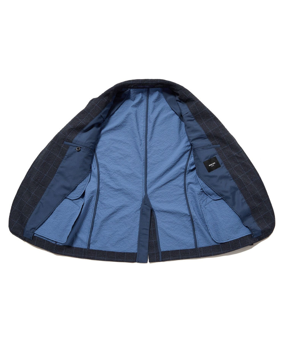 MEN'S BIGI 【ACTIVE TAILOR】3Dサッカープリントテーラードジャケット<セットアップ対応> ネイビー