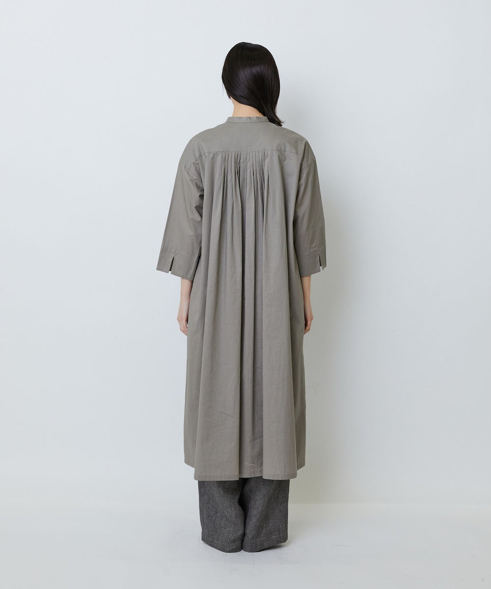 LOISIR オーガニックコットンローンスタンドカラーワンピース グレー