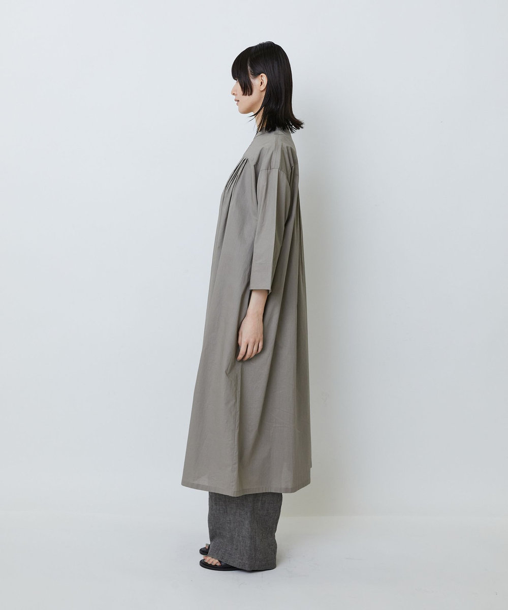 LOISIR オーガニックコットンローンスタンドカラーワンピース グレー
