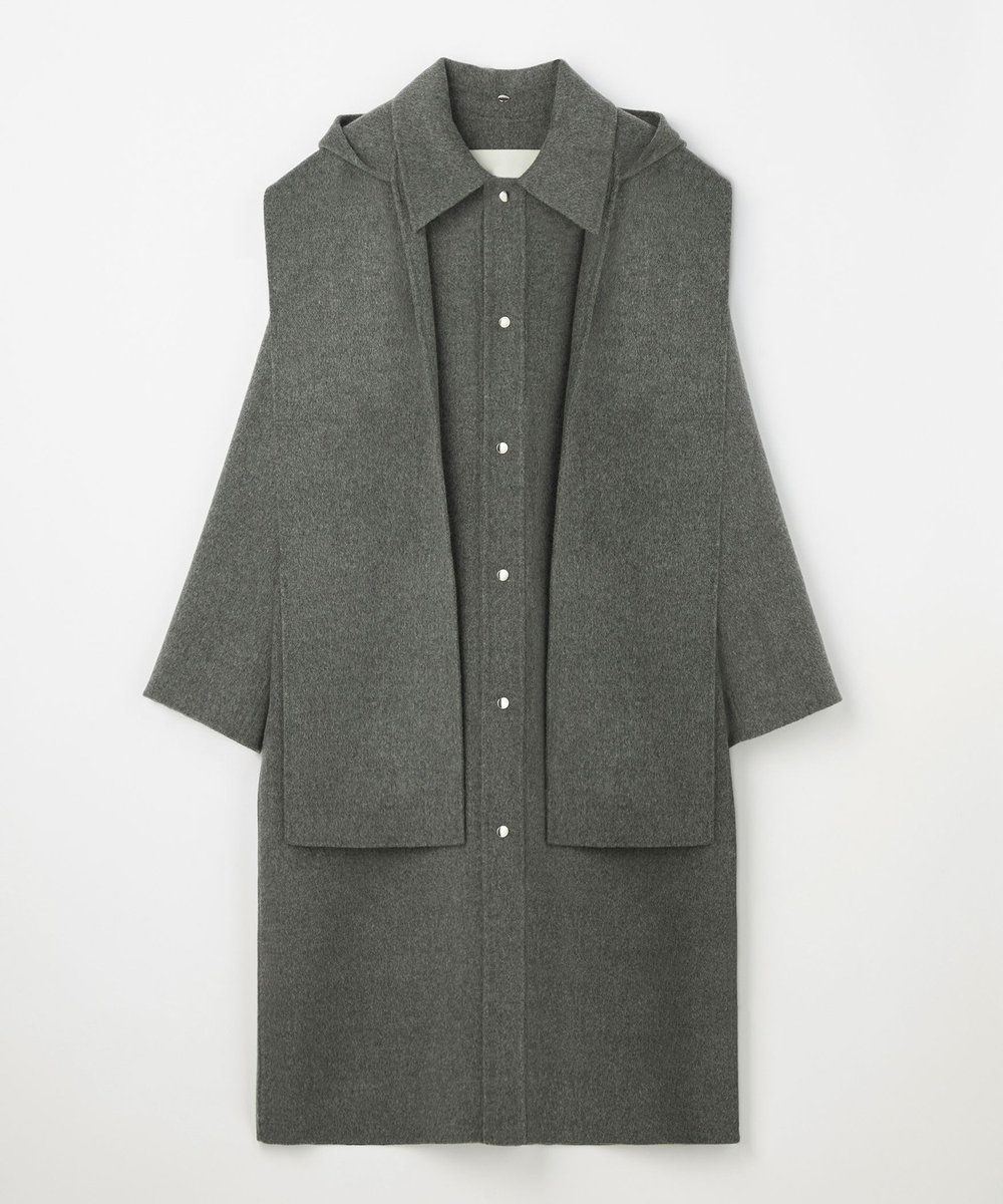 DÉPAREILLÉ DOUBLE FACE BEAVER HOODED COAT / ダブルフェイスビーバーフーデッドコート チャコールグレー