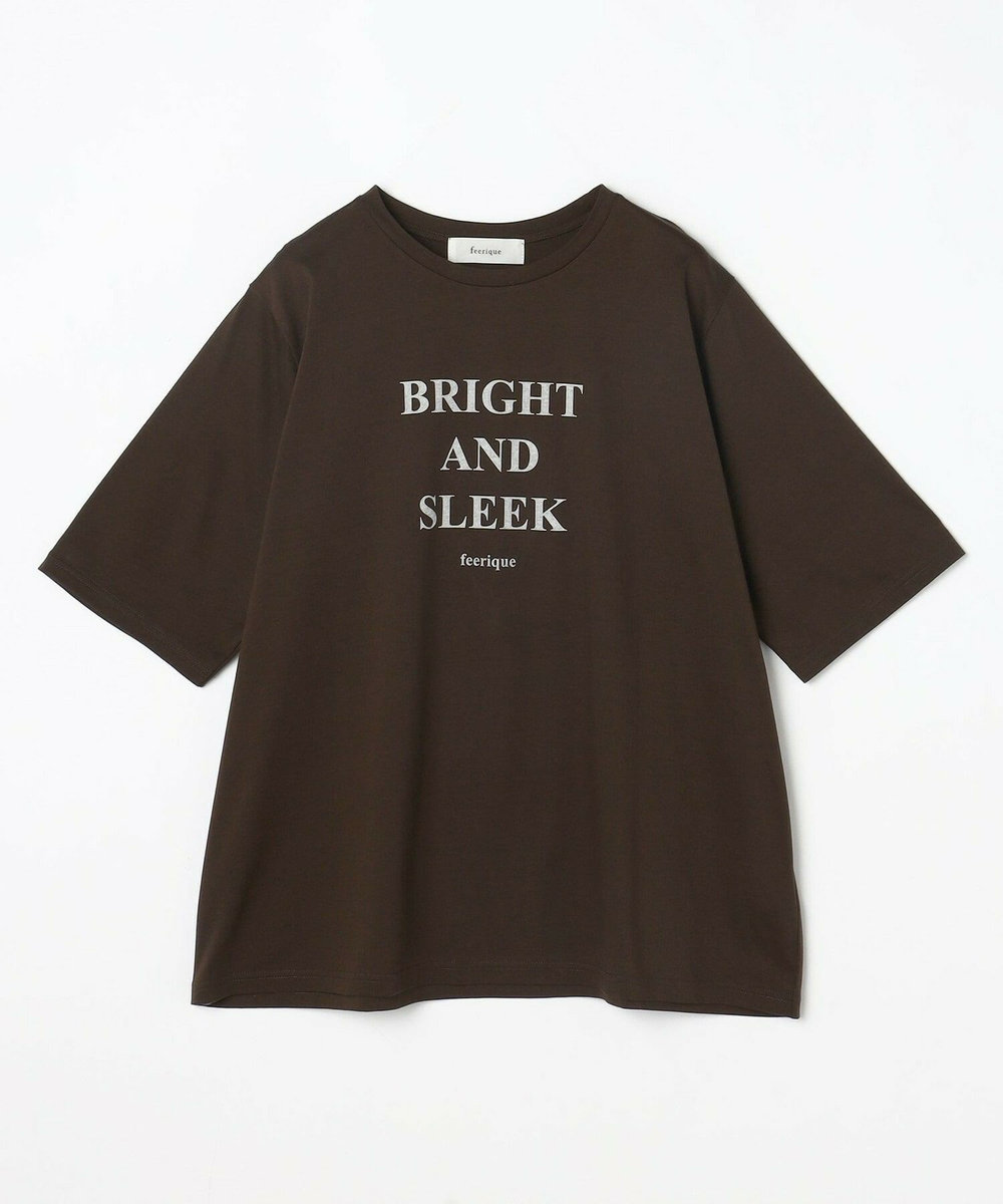 feerique Lサイズ（大きいサイズ） 【大きいサイズ】コットン天竺Tシャツ ブラウン