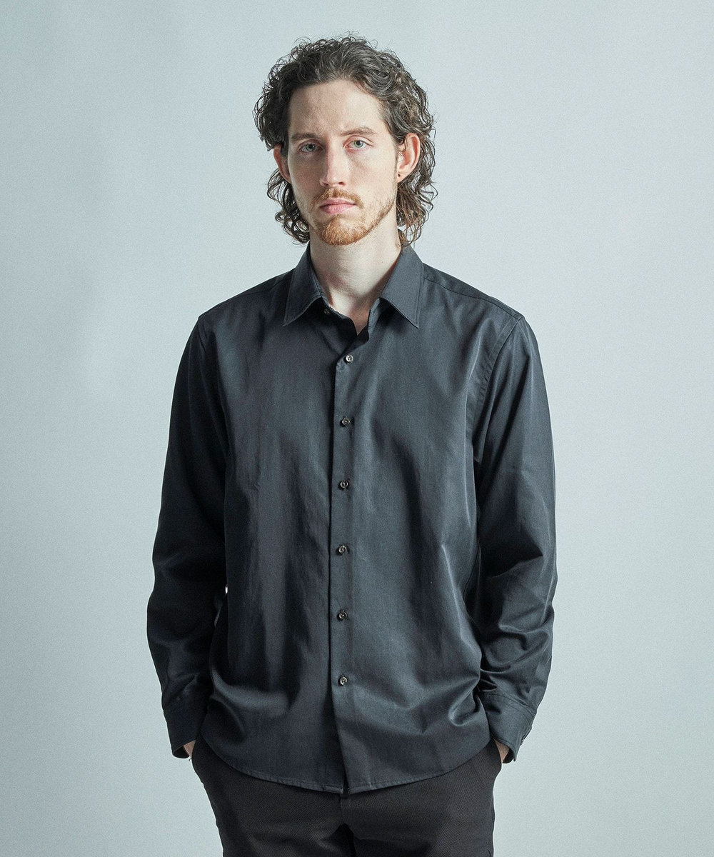 MEN'S BIGI リヨセルコットンサテンシャツ ブラック