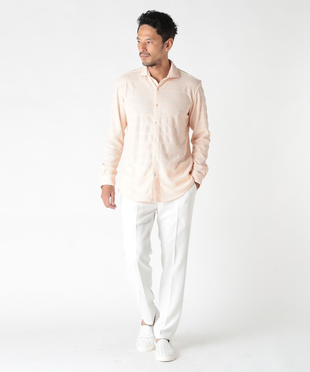 MEN'S BIGI ショートポイントカラージャージシャツ サーモンピンク