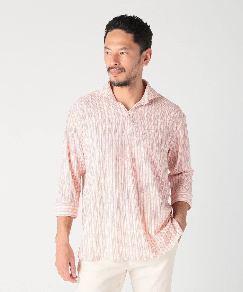 MEN'S BIGI ドビーストライププルオーバーシャツ ピンク