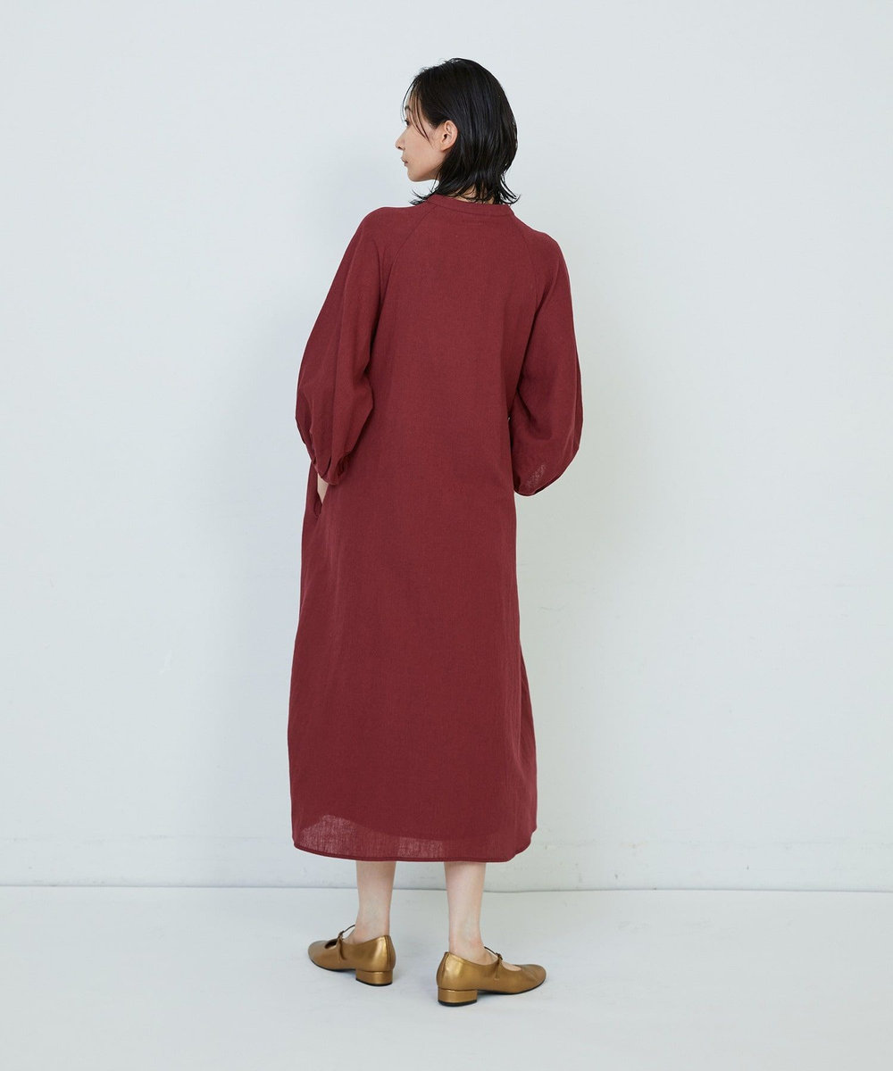 ADIEU TRISTESSE コットンリネンAラインワンピース レッド