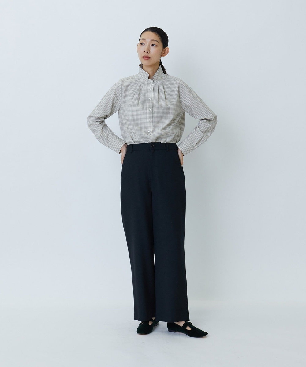 LOISIR エステル混ビエラセミイージーパンツ ブラック