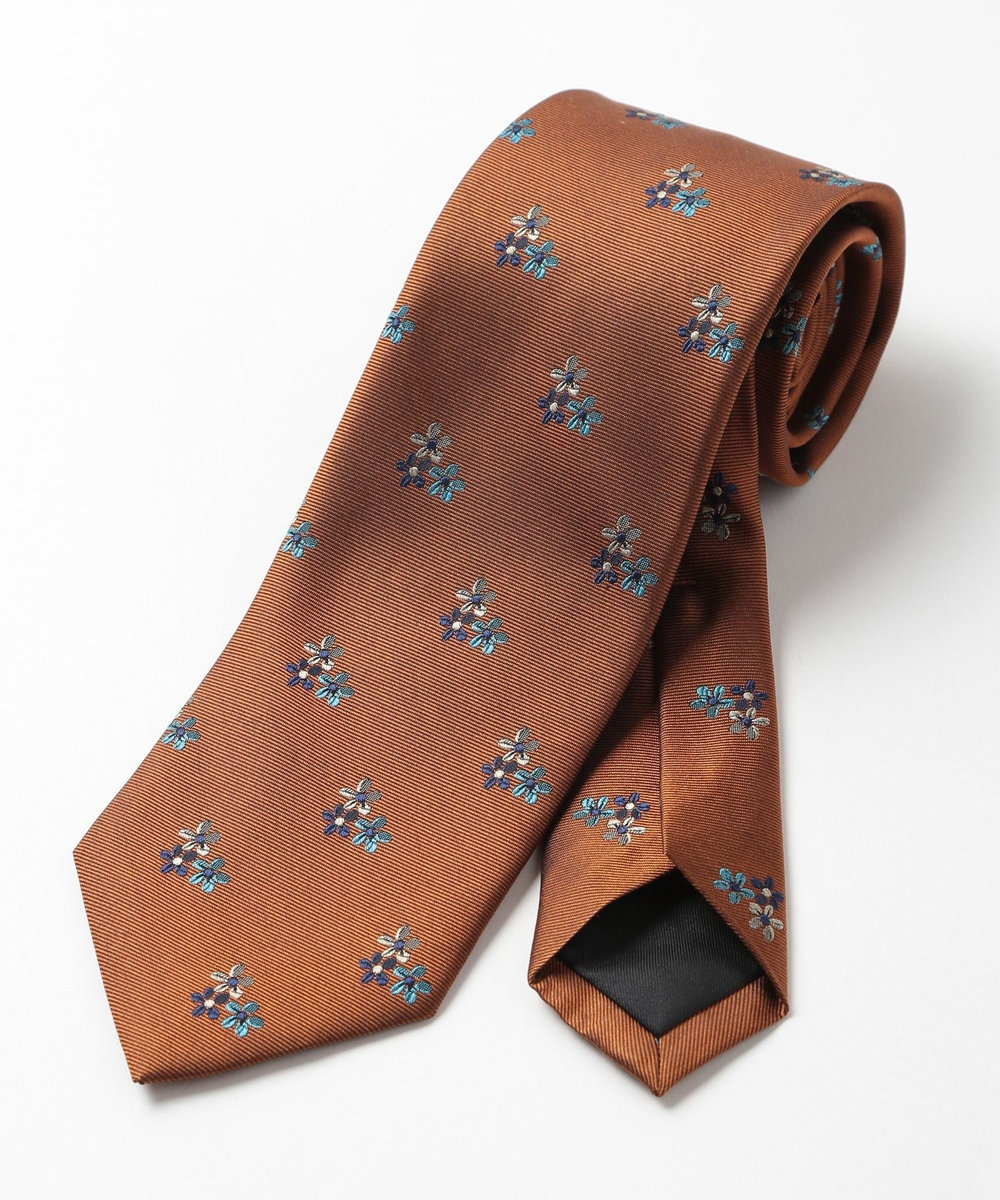 MEN'S BIGI 【TIE YOUR TIE(タイユアタイ)】フィレンツェフローラル柄ネクタイ オレンジ