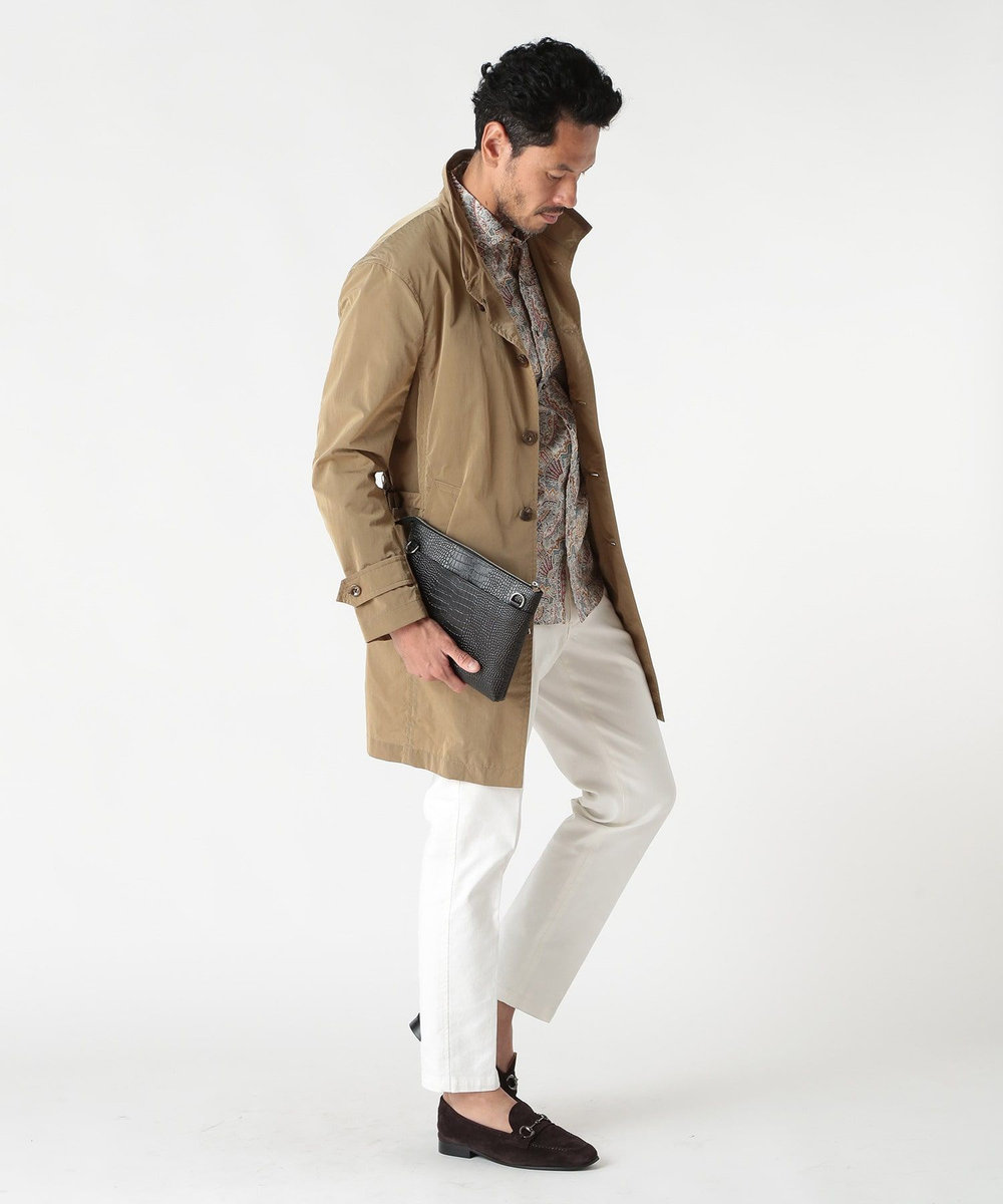 MEN'S BIGI クロコ風レザー横型マルチクラッチバッグ ブラック