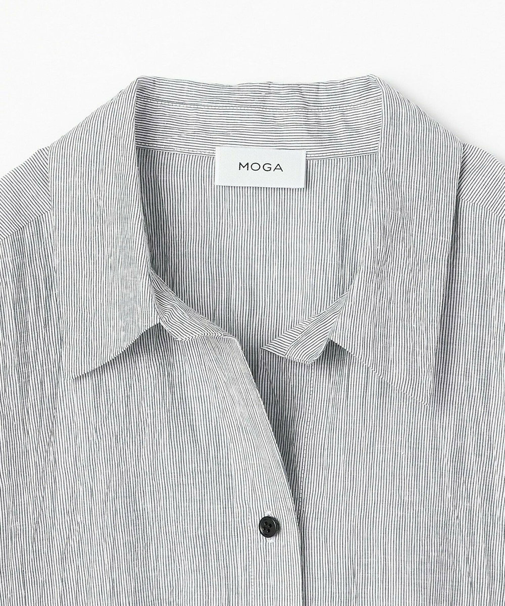 MOGA Lサイズ（大きいサイズ） 【大きいサイズ】リネンワッシャーフレアーシャツワンピース ブルー