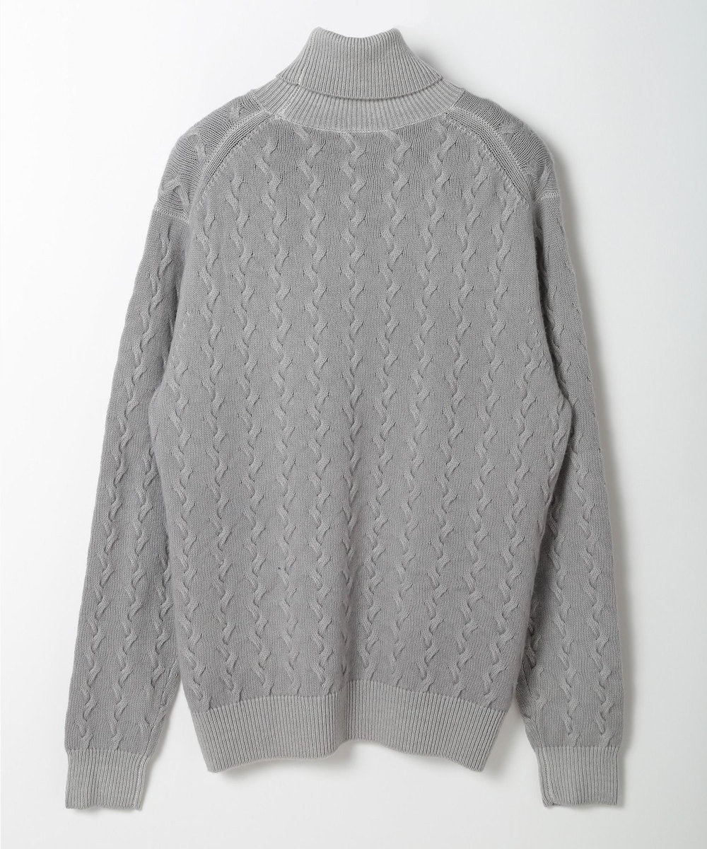 MEN'S BIGI 5ゲージスノー加工ケーブルタートルネックセーター グレー