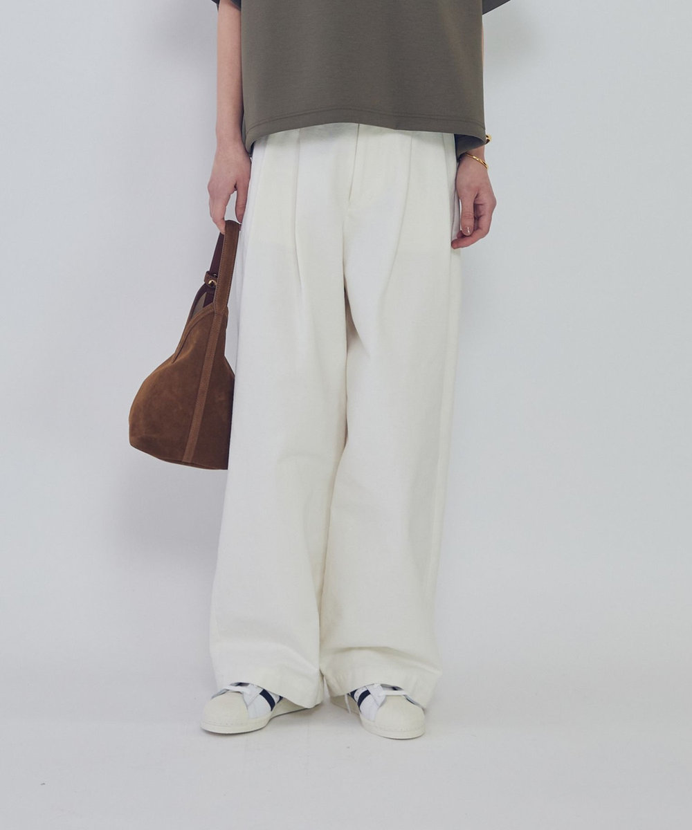 1er Arrondissement ダッククロスカーブパンツ オフホワイト