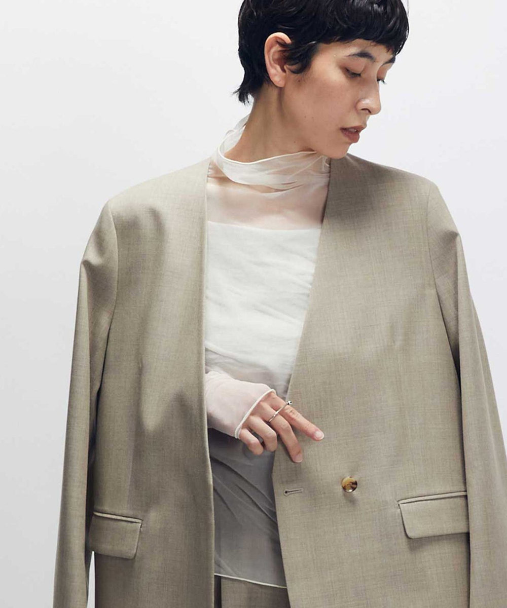 1er Arrondissement シアーハイネックカットソー オフホワイト