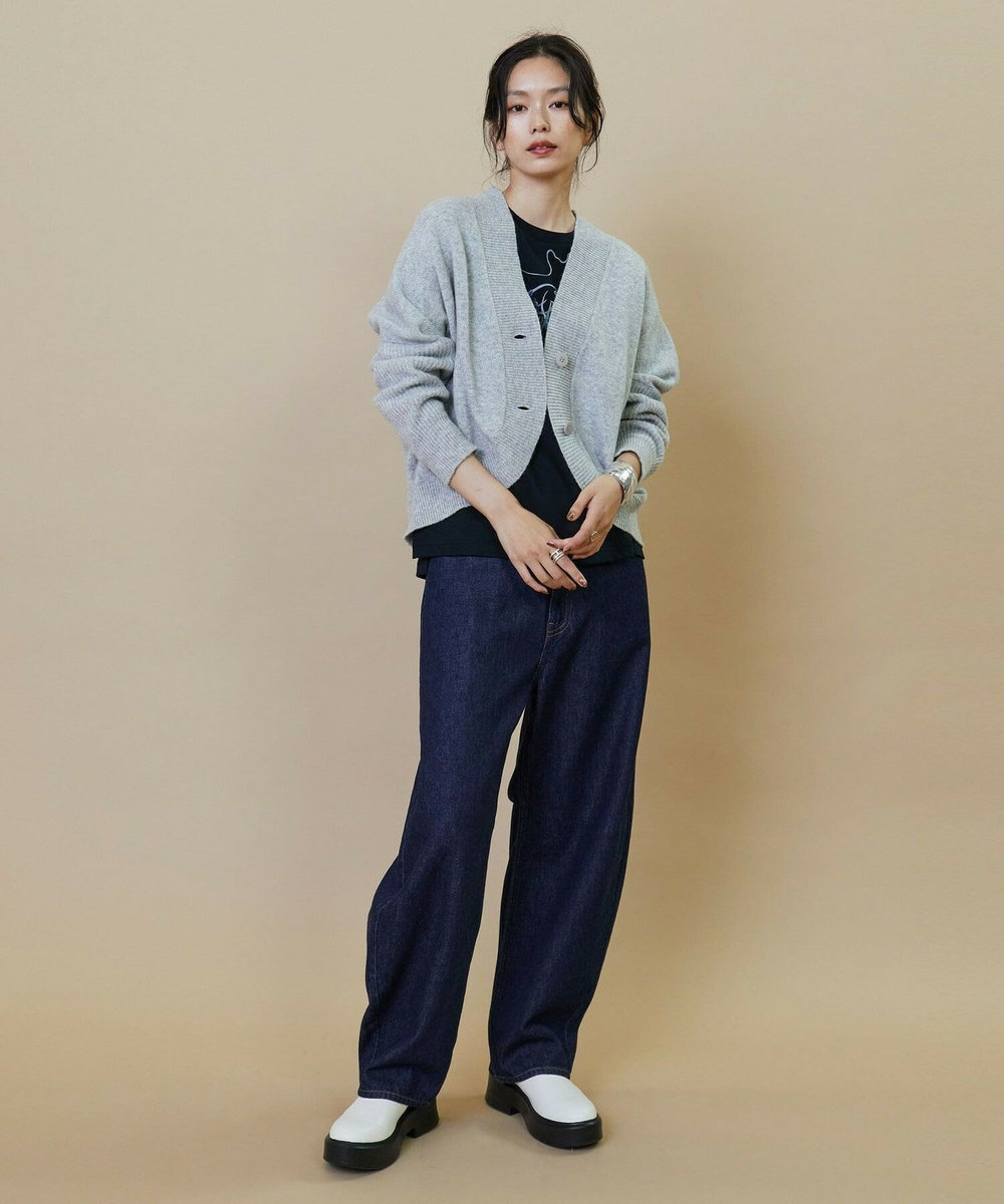 L'EQUIPE GREEN カシミヤ混カーディガン ライトグレー