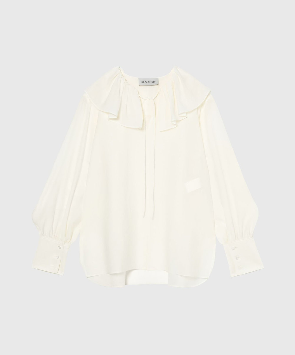 DÉPAREILLÉ SILKY RUFFLE BLOUSE / シルキーラッフルブラウス オフホワイト