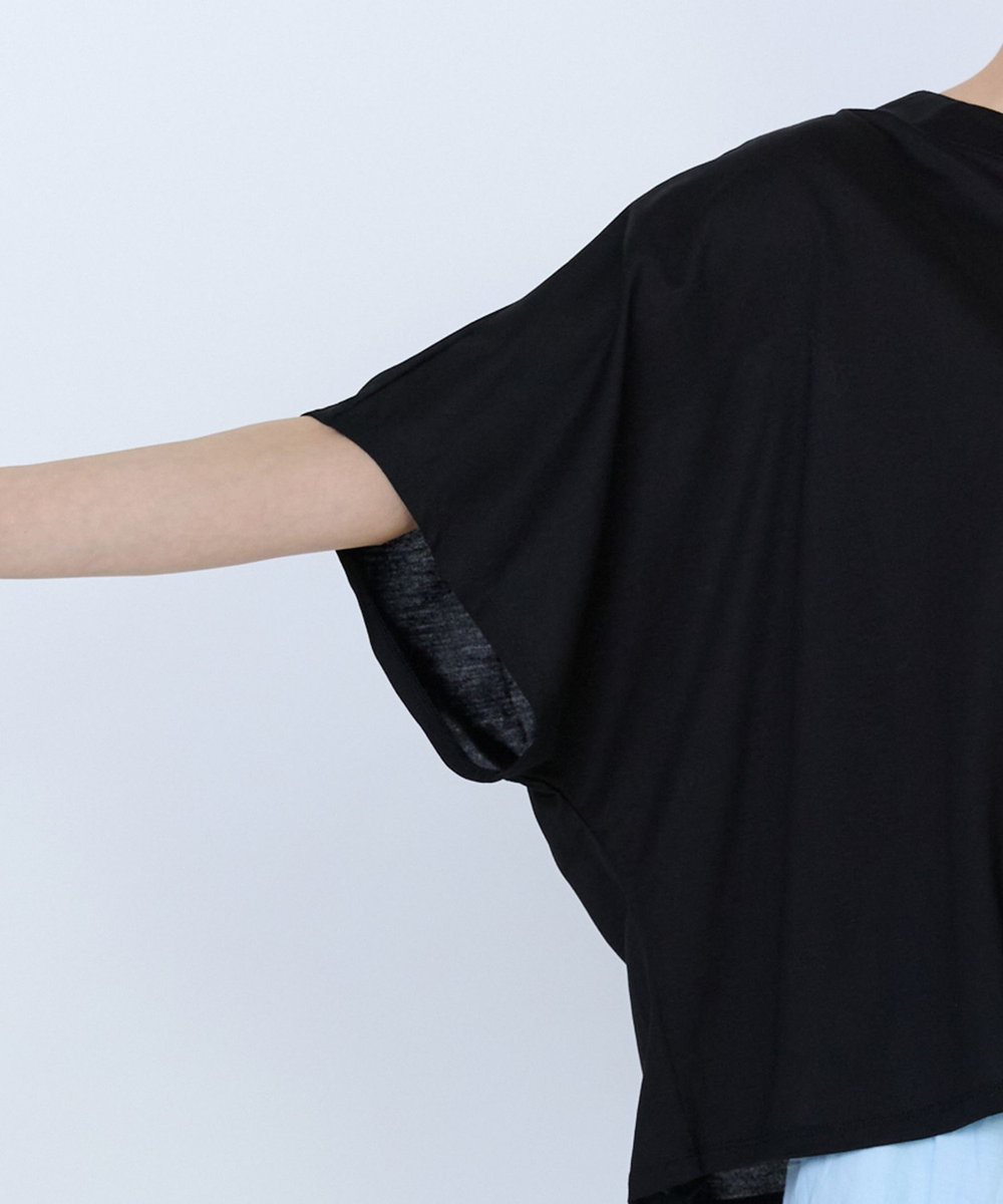 LOISIR リヨセル天竺ドルマンスリーブTシャツ ブラック