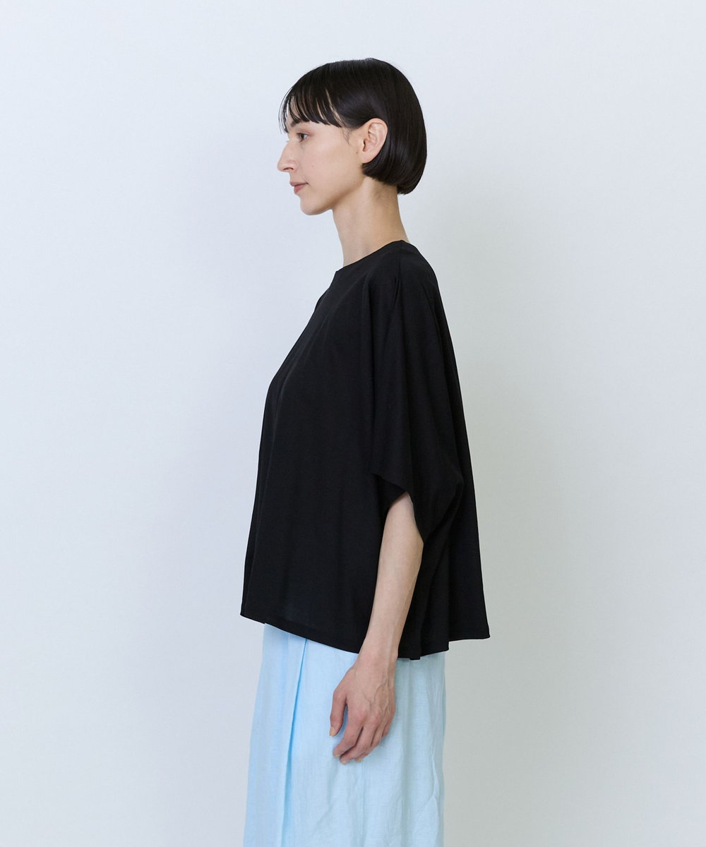 LOISIR リヨセル天竺ドルマンスリーブTシャツ ブラック