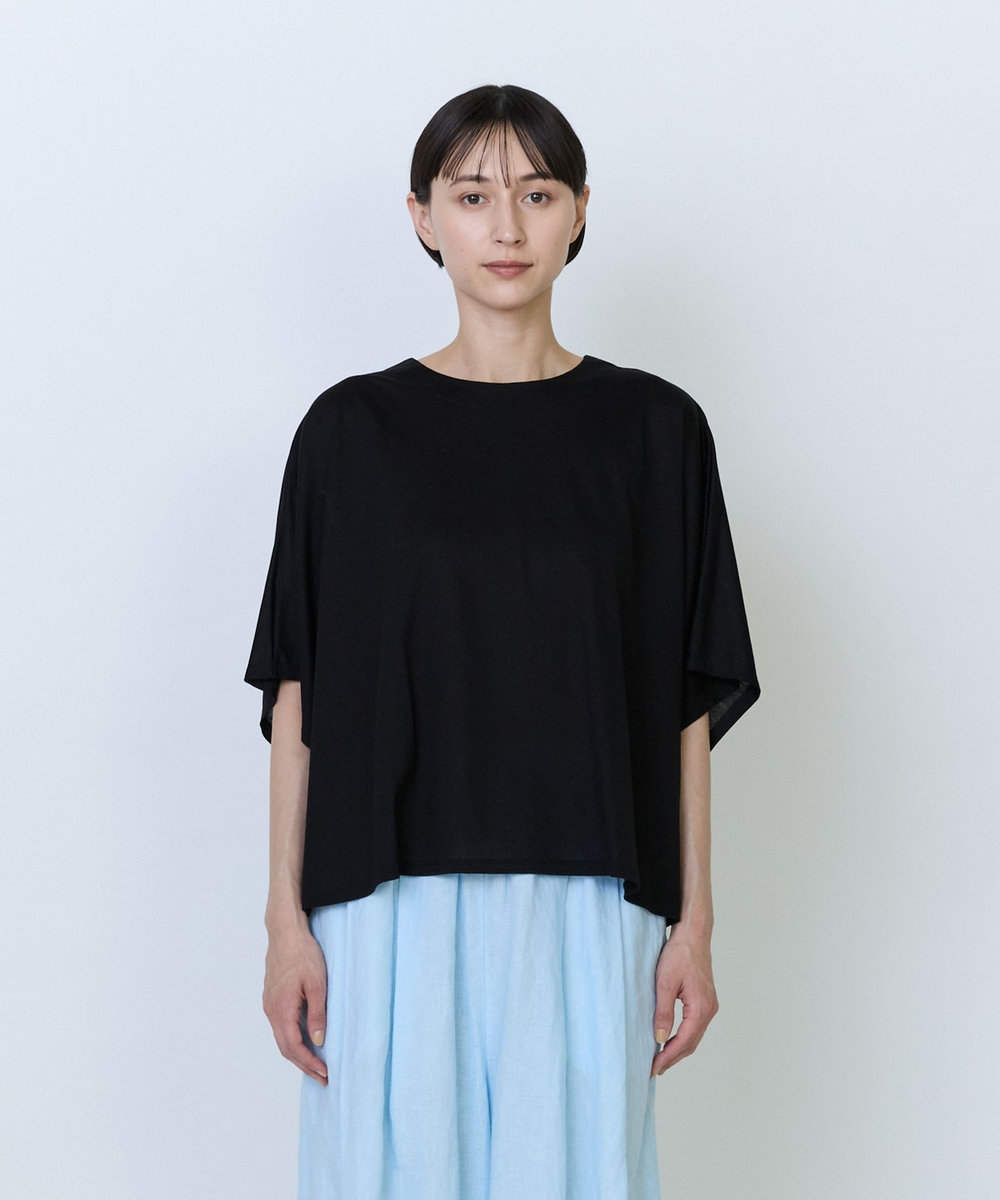 LOISIR リヨセル天竺ドルマンスリーブTシャツ ブラック