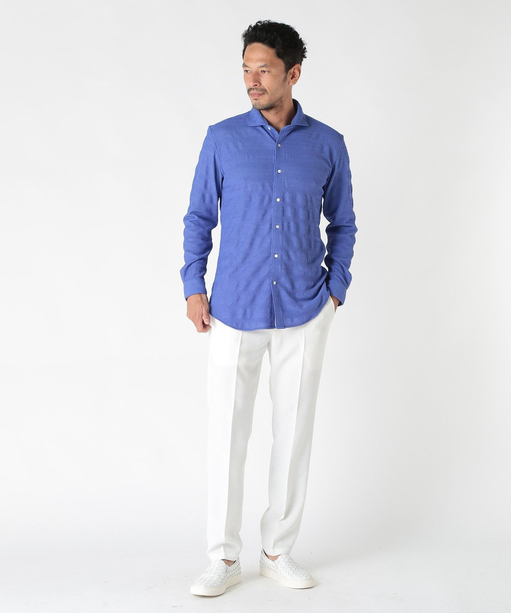 MEN'S BIGI ショートポイントカラージャージシャツ ブルー
