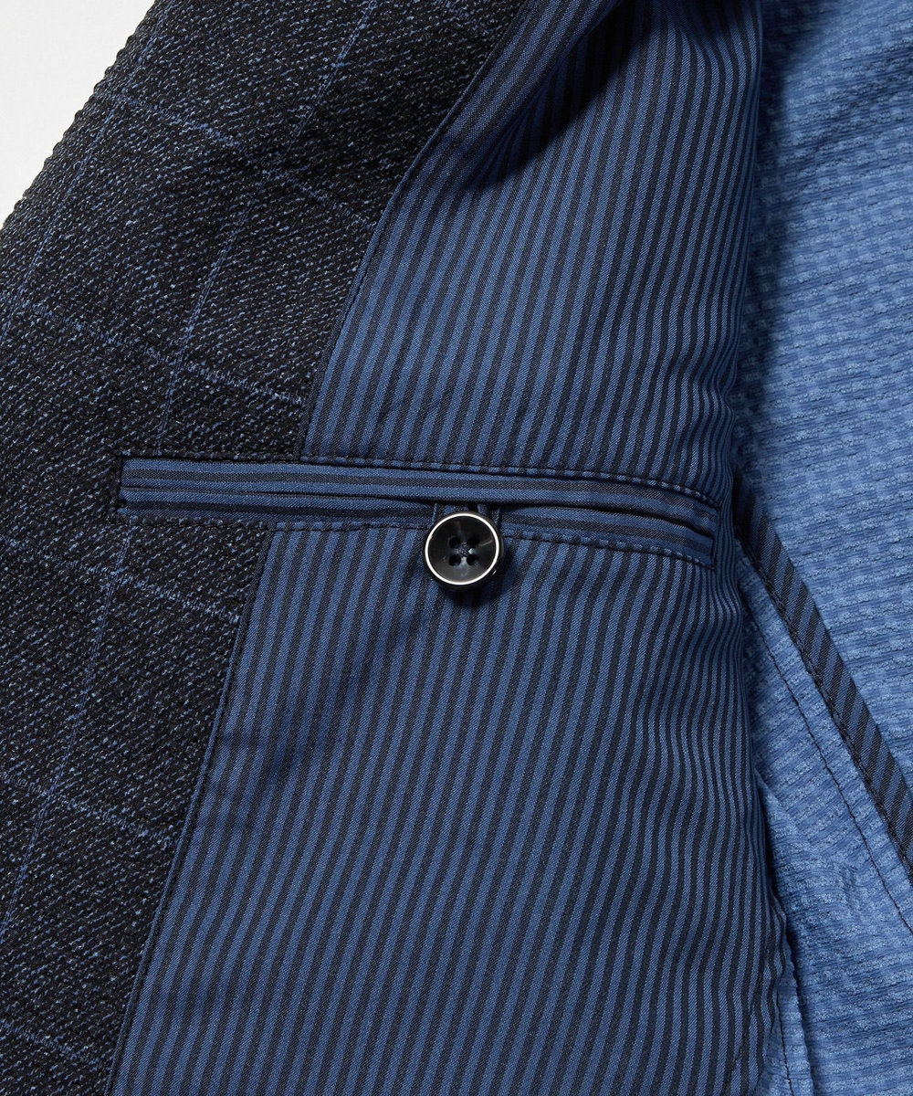 MEN'S BIGI 【ACTIVE TAILOR】3Dサッカープリントテーラードジャケット<セットアップ対応> ネイビー