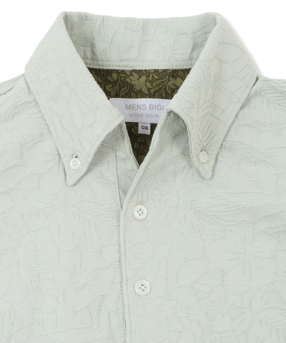 MEN'S BIGI 【COOL MAX】リンクスジャカードフラワー柄ポロシャツ グリーン