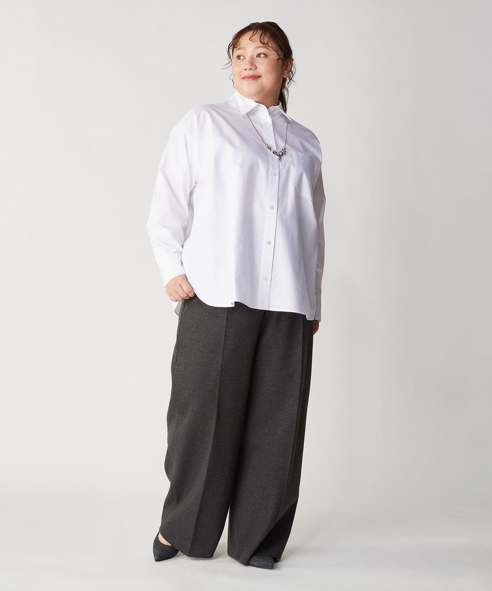 MOGA Lサイズ（大きいサイズ） 【大きいサイズ】ミラノオックスフォードシャツ ホワイト