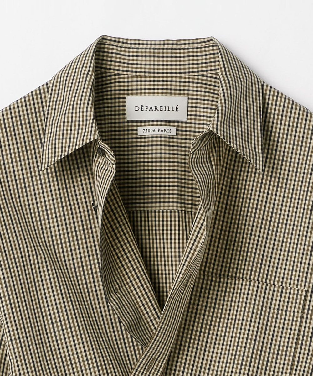 DÉPAREILLÉ CHECK BROAD BOW SHIRT / チェックブロードボウシャツ ブラウン