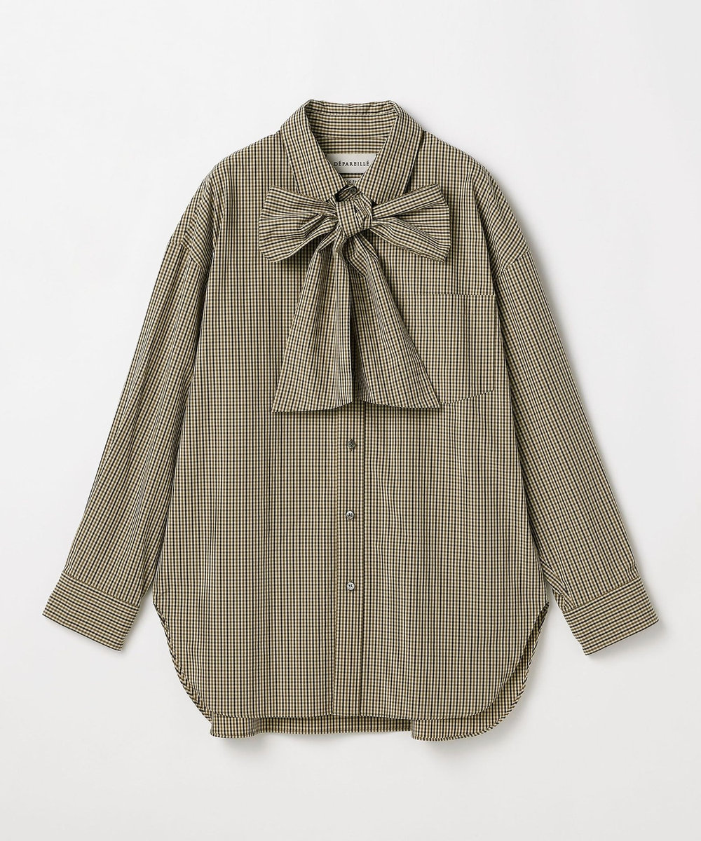 DÉPAREILLÉ CHECK BROAD BOW SHIRT / チェックブロードボウシャツ ブラウン