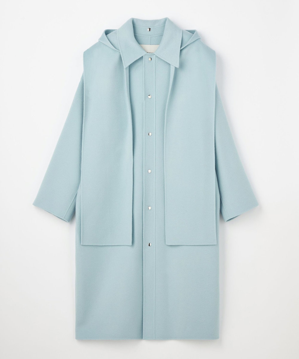 DÉPAREILLÉ DOUBLE FACE BEAVER HOODED COAT / ダブルフェイスビーバーフーデッドコート サックスブルー