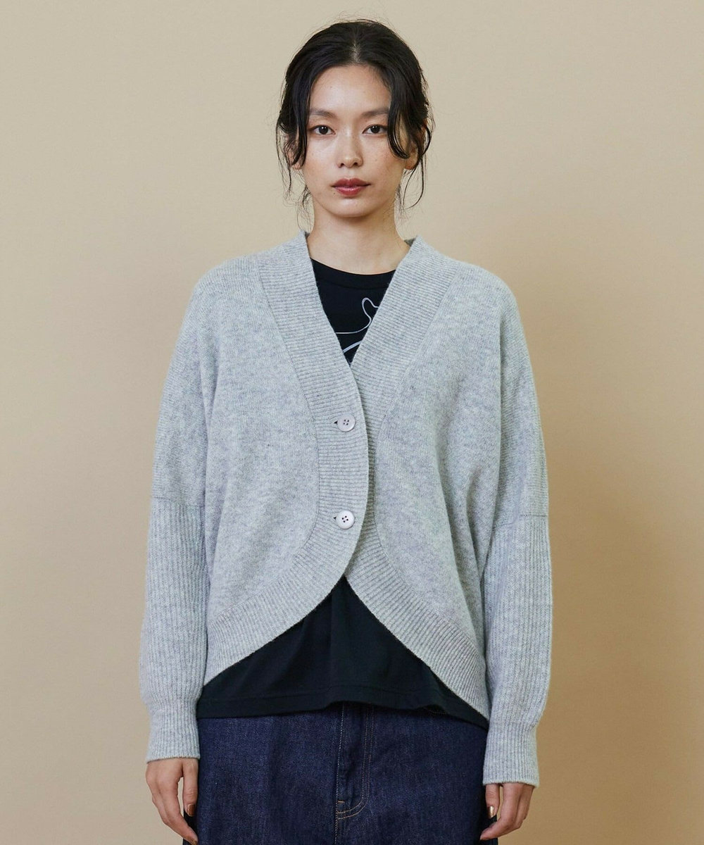 L'EQUIPE GREEN カシミヤ混カーディガン ライトグレー