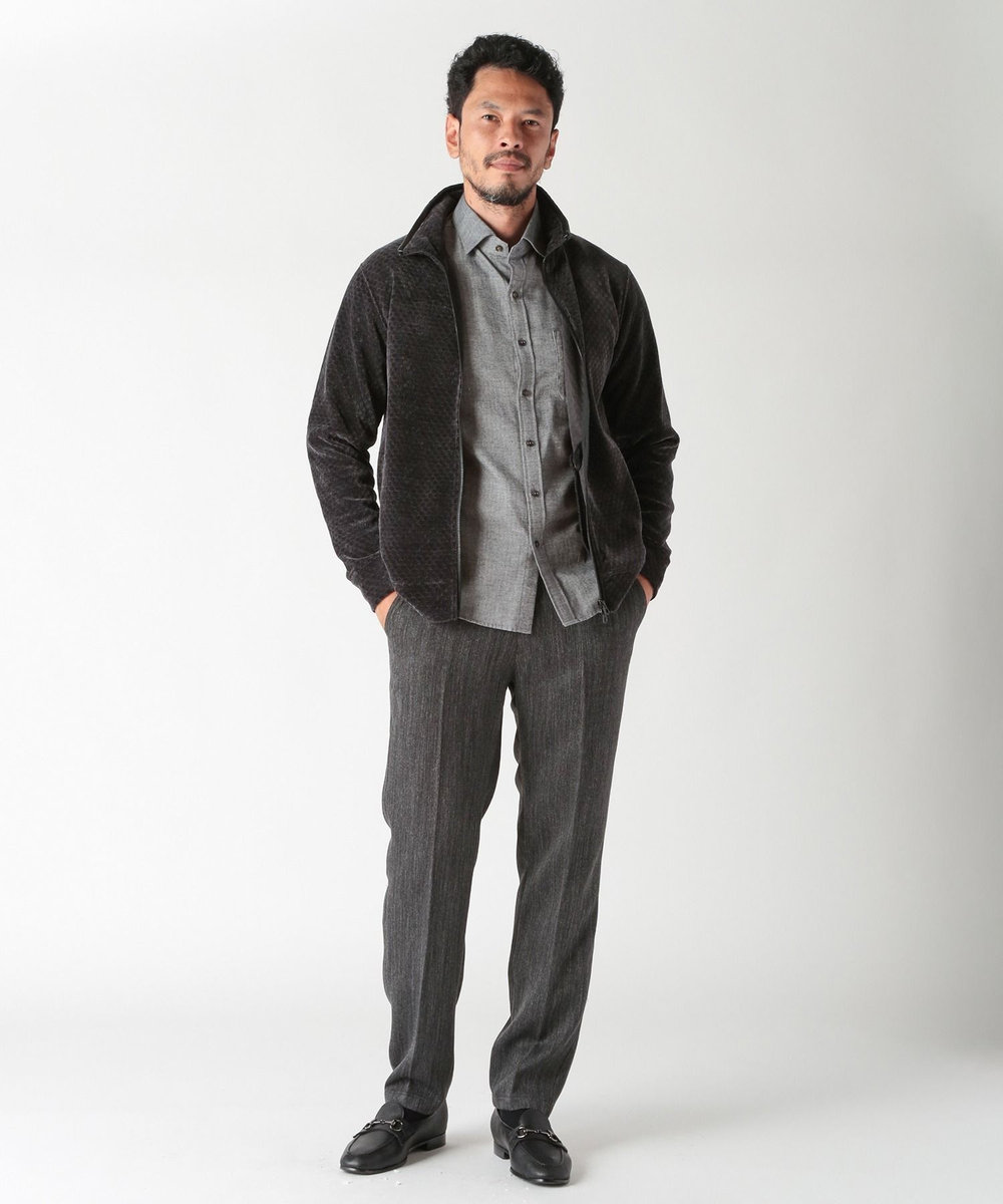 MEN'S BIGI スタンドジップモールジャカードブルゾン ブラック