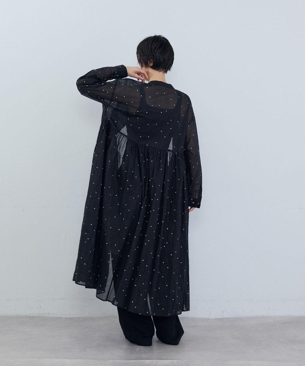 ADIEU TRISTESSE コットンオーガンジードット刺繍ワンピース ブラック