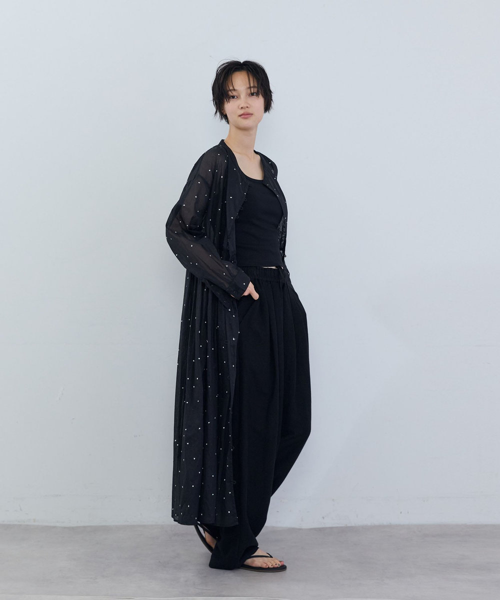 ADIEU TRISTESSE コットンオーガンジードット刺繍ワンピース ブラック