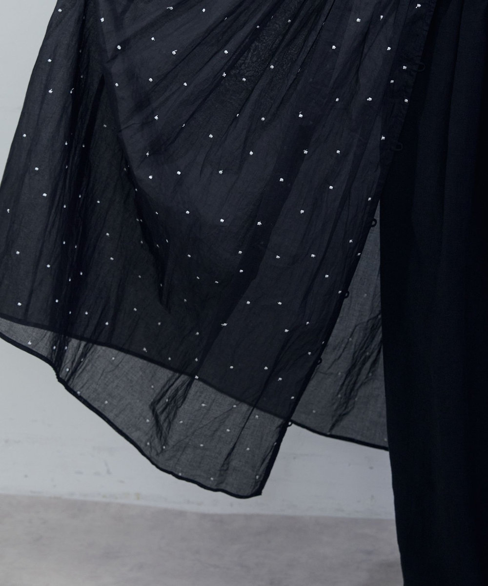 ADIEU TRISTESSE コットンオーガンジードット刺繍ワンピース ブラック