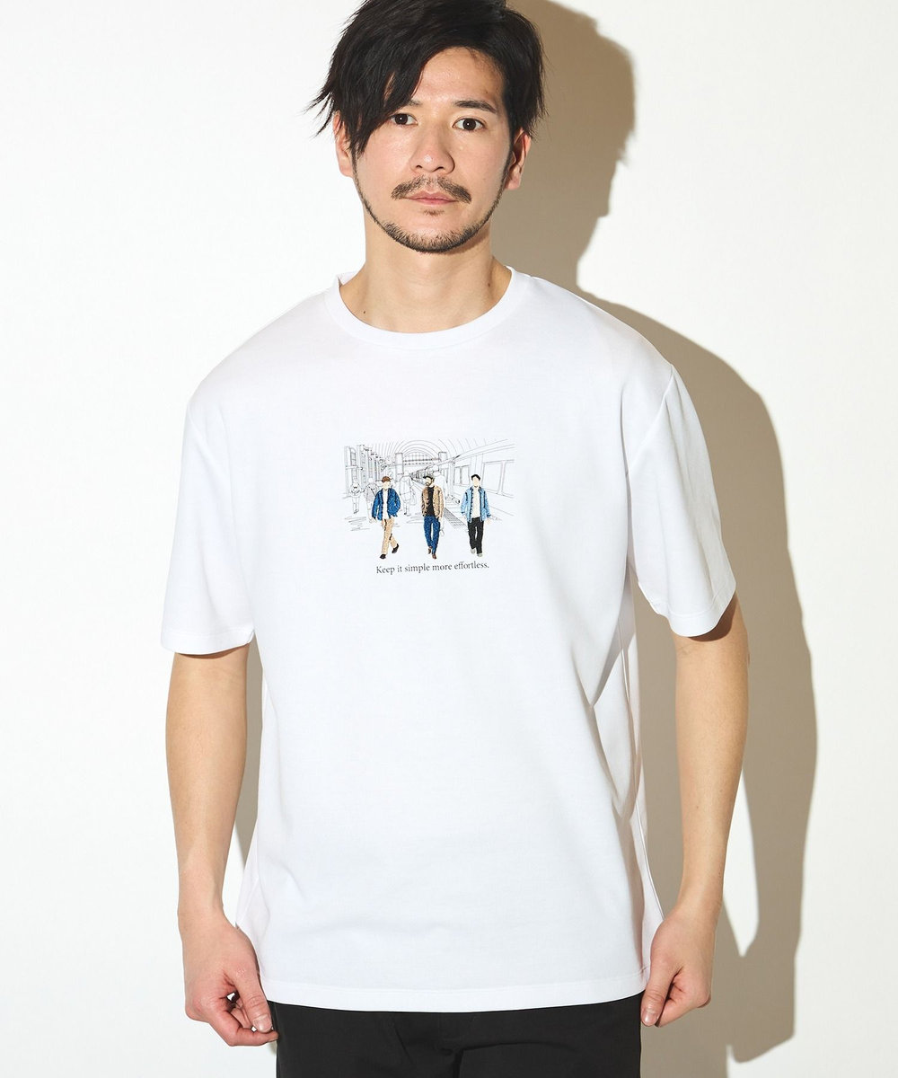 UNION STATION リサイクルポリエステル刺繍プリントTシャツ ホワイト