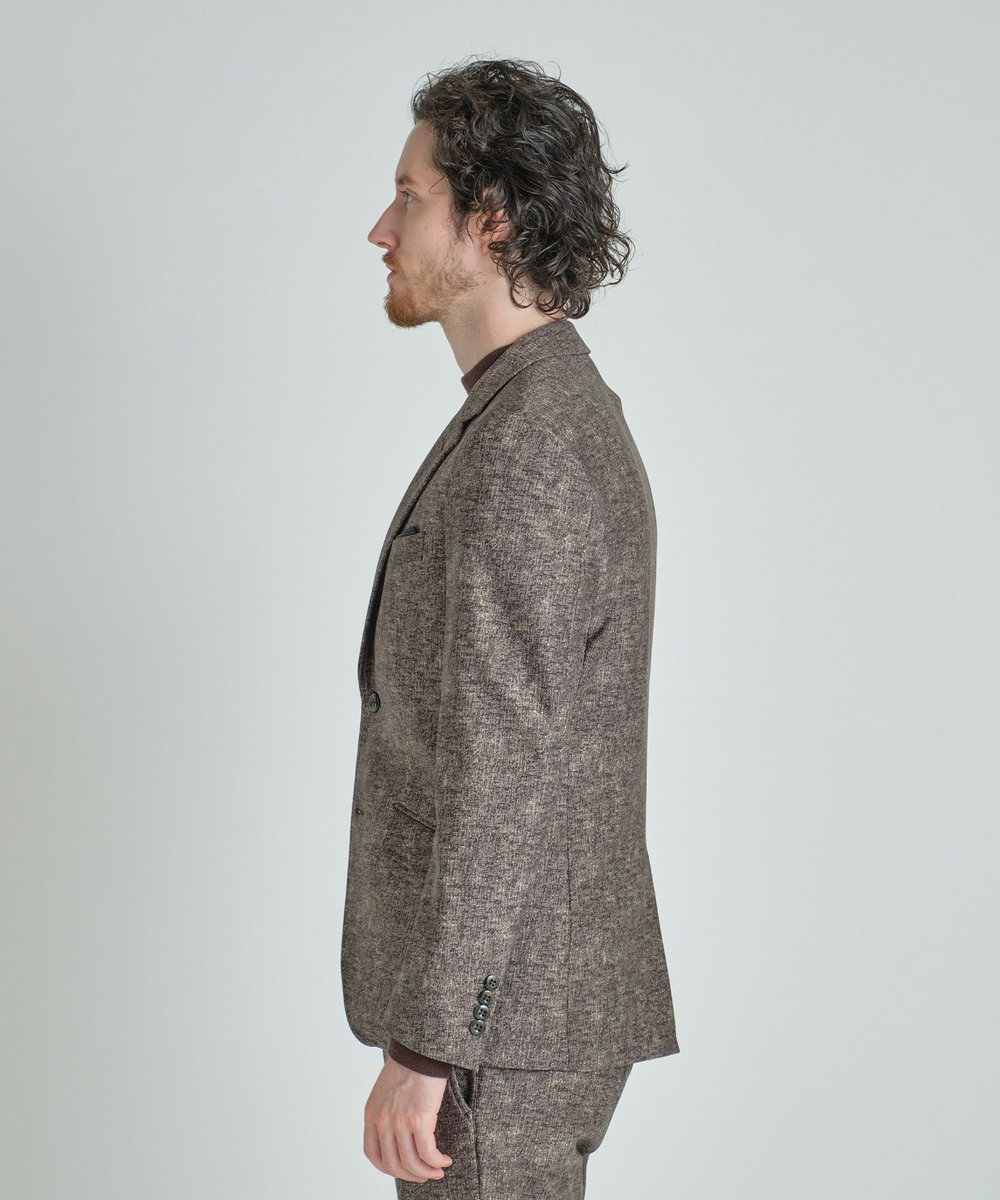 MEN'S BIGI 【ACTIVE TAILOR/アクティブテイラー】ヒートパフォーマーツイード調プリントジャケット ブラウン