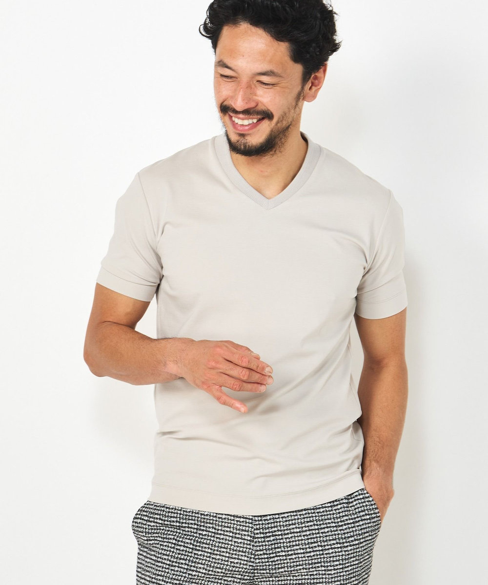 MEN'S BIGI 【ACTIVE TAILOR】シルケットスムースVネックTシャツ グレー