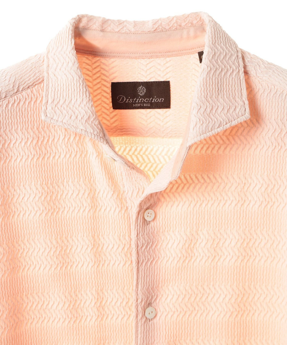MEN'S BIGI ショートポイントカラージャージシャツ サーモンピンク