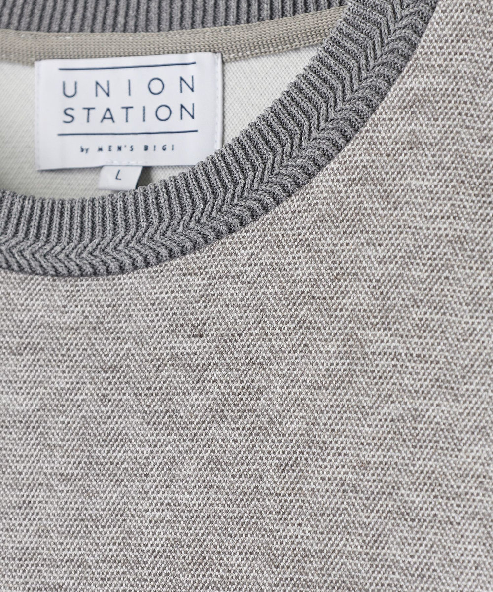 UNION STATION シャドーヘリンボーン クルーネックカットソー グレー