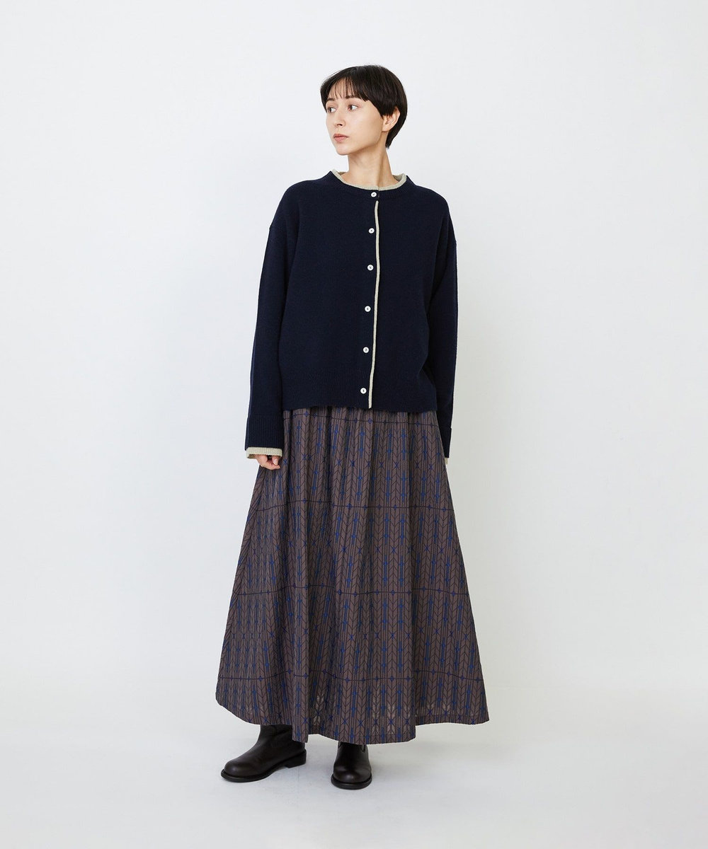 LOISIR メリノウール天竺カーディガン ネイビー