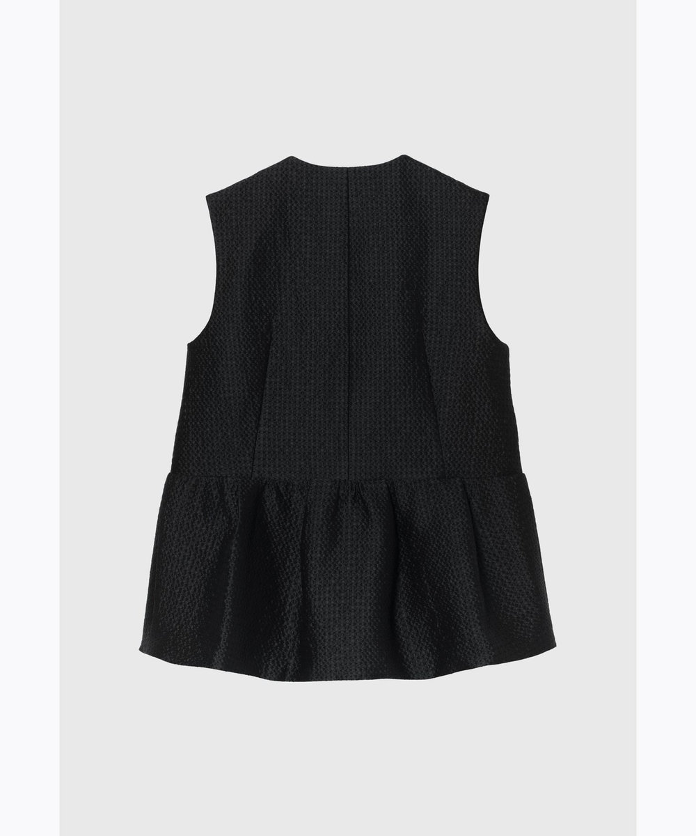 DÉPAREILLÉ COTTON SILK JACQUARD GILET / コットンシルクジャガードジレ ダークネイビー