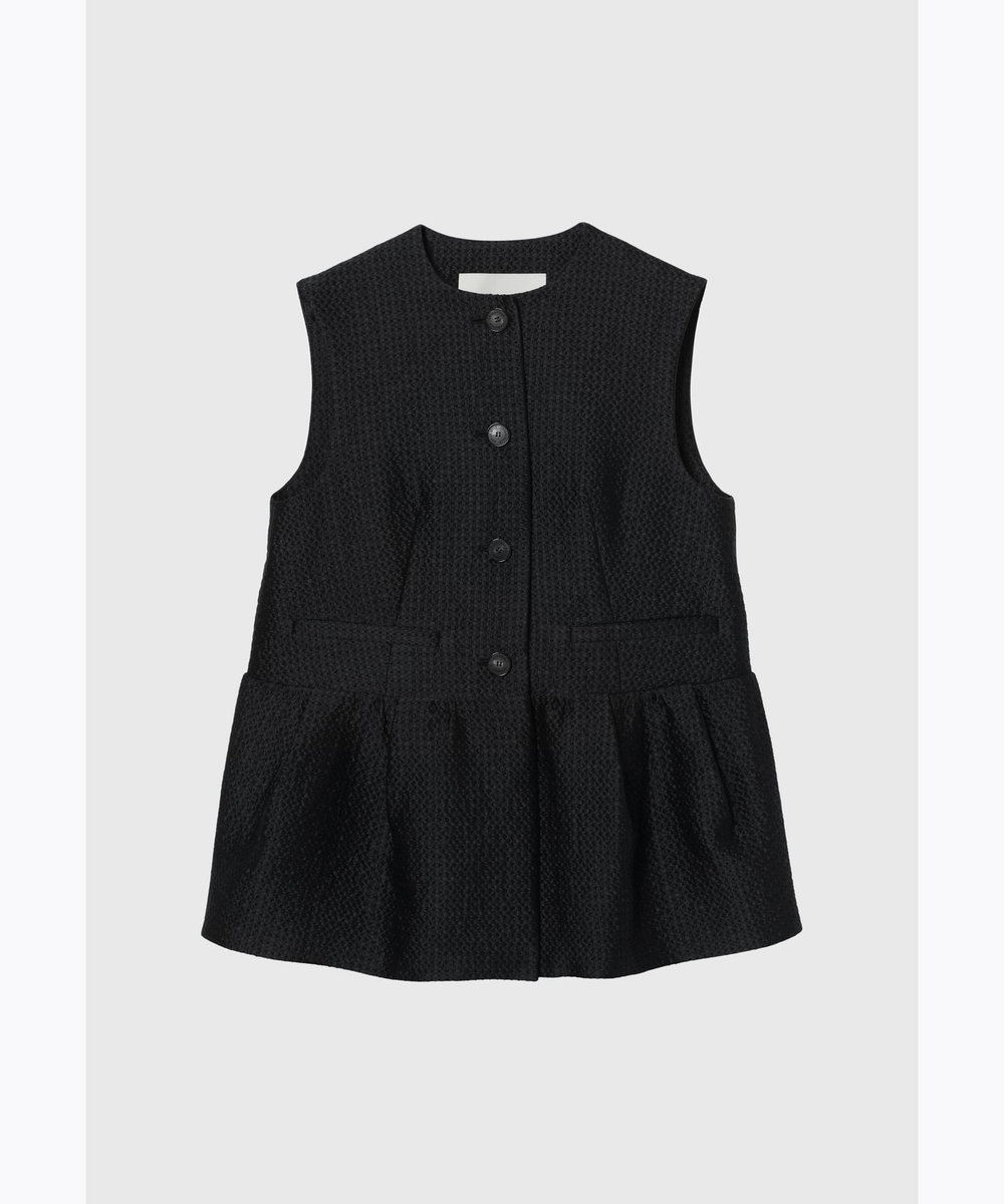 DÉPAREILLÉ COTTON SILK JACQUARD GILET / コットンシルクジャガードジレ ダークネイビー